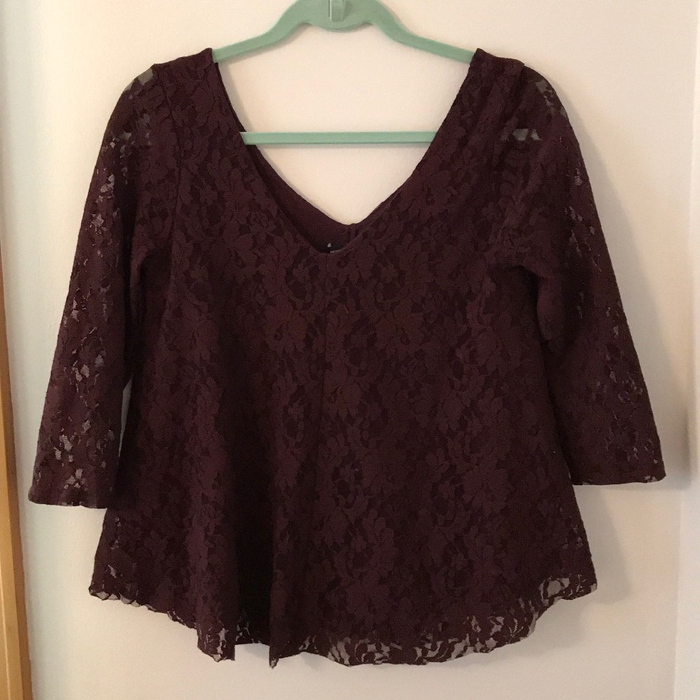 Maroon lace swing top